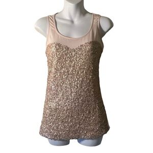 The Limited Illusion Neckline Pink Sequin Sleeveless Top Size XS
